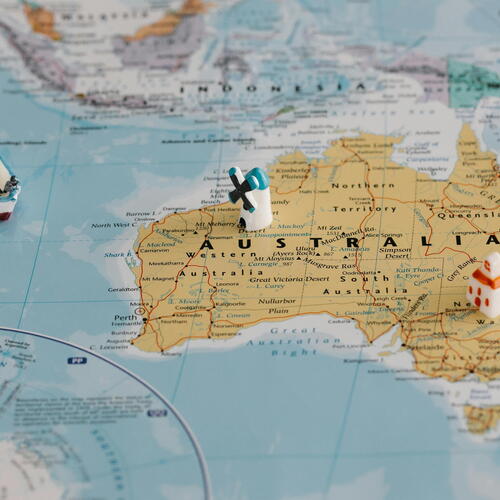 Ingezoomd op Australië op de wereldkaart