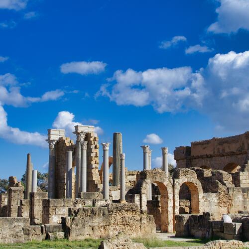 De Leptis Magna-ruïnes in Libië.