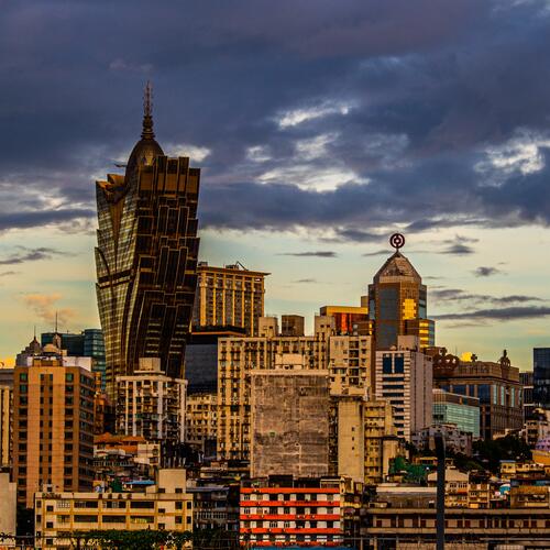 De skyline van Macau.