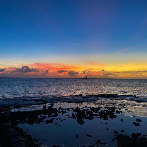 Zonsondergang voor de kust van Bonaire.