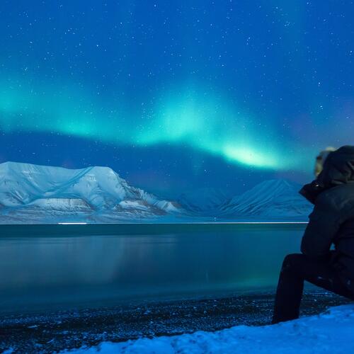 Het noorderlicht op Spitsbergen.