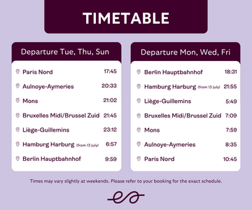 Timetable nachtrein Parijs - Berlijn van European Sleeper