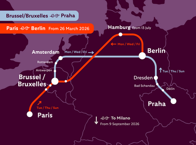 Routes Paris - Berlijn & Praag met tussenstop in Brussel van European Sleeper