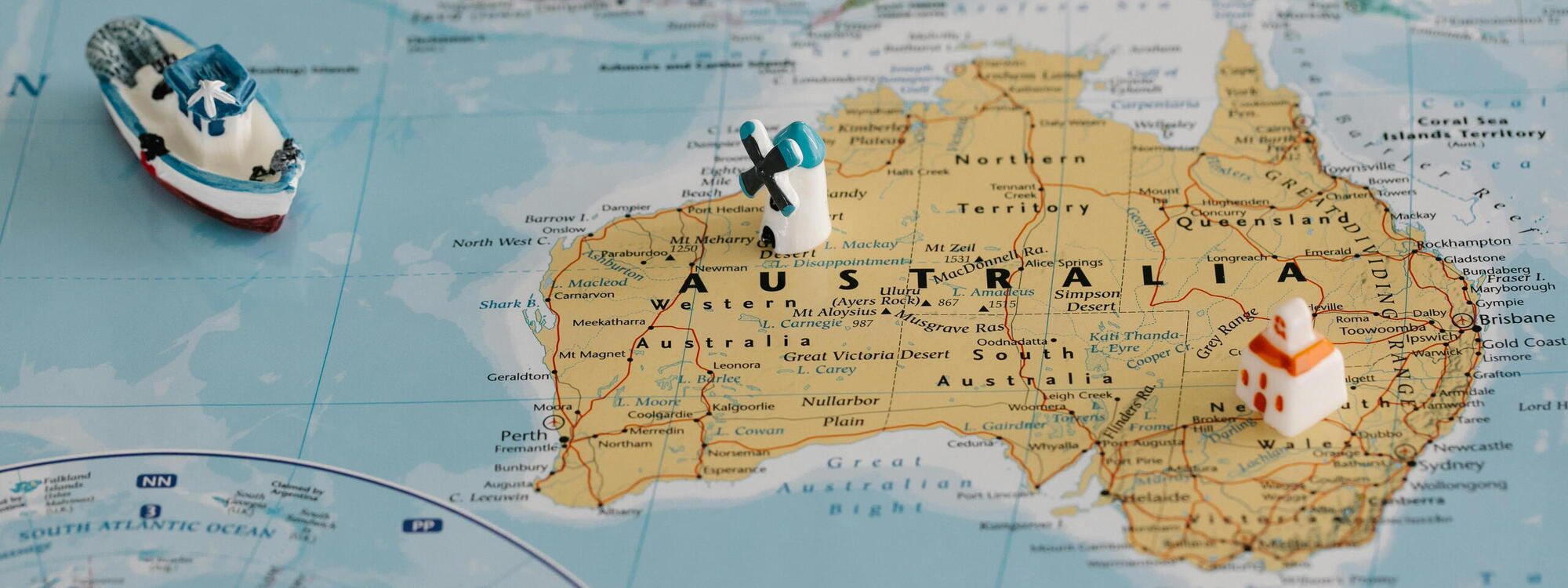 Ingezoomd op Australië op de wereldkaart