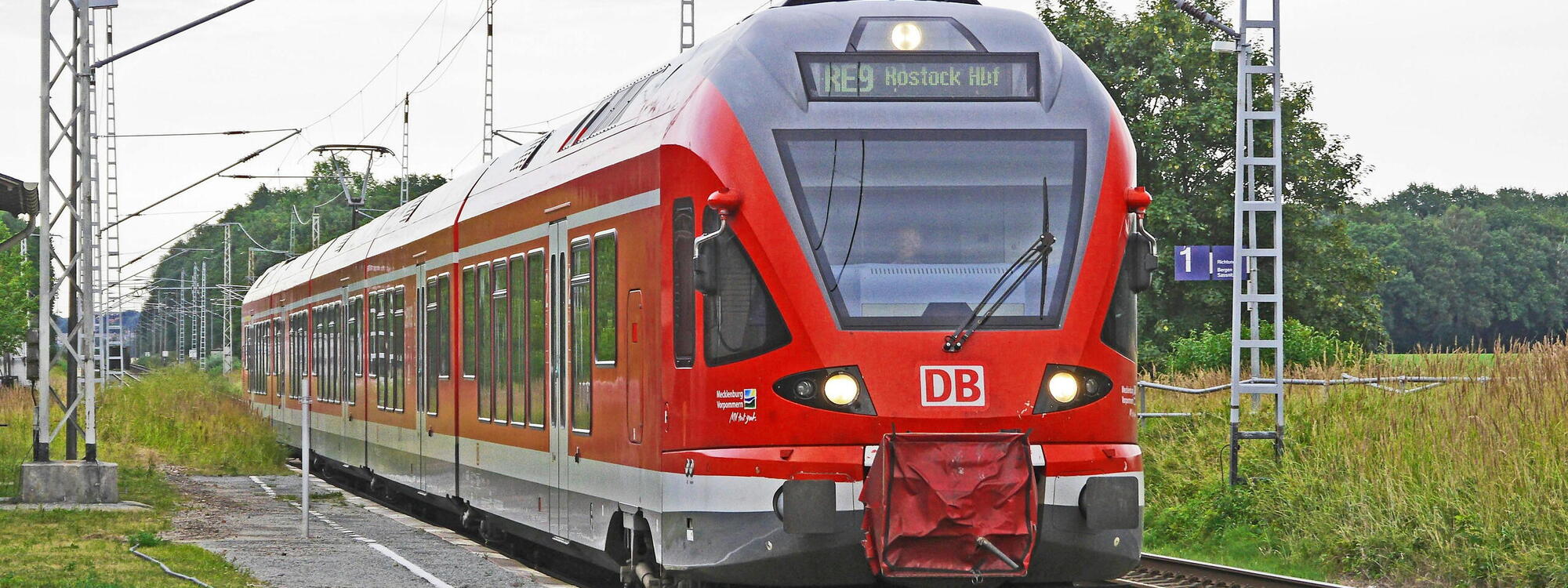 Trein van Deutsche Bahn in Groen landschap