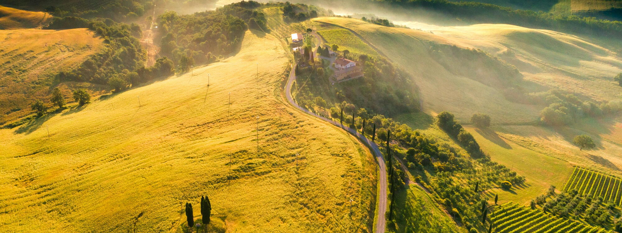 Ochtendgloren in de Toscaanse heuvels.