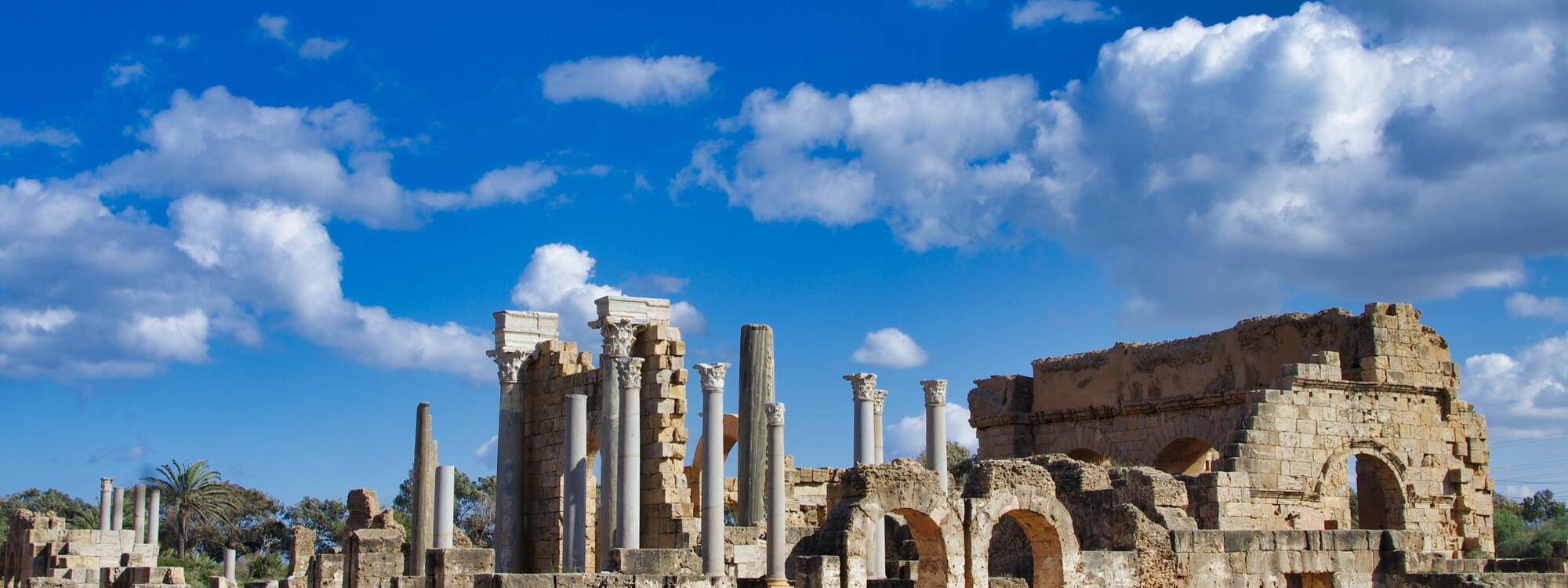 De Leptis Magna-ruïnes in Libië.