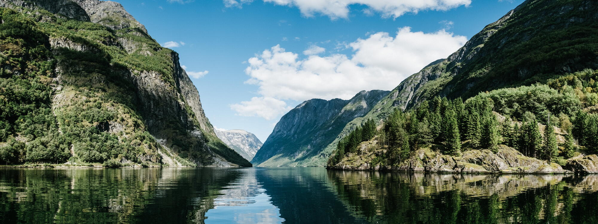 Blik op  het Nærøyfjord in Noorwegen.