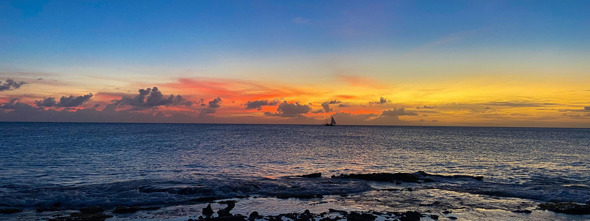 Zonsondergang voor de kust van Bonaire.