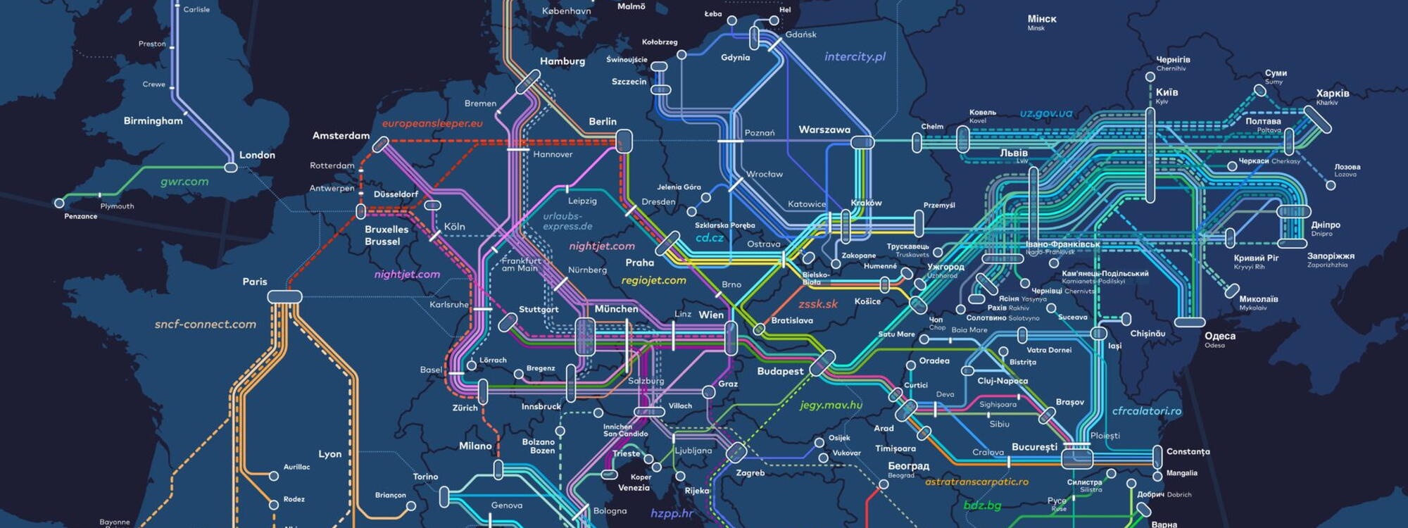 Overzichtskaart nachttreinen 2026 door back on track