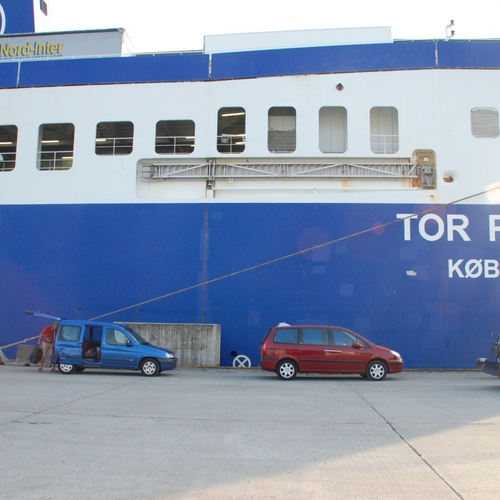 de vrachtboot van de THOR line waarmee we uit Gent  naar Noorwegen reisden