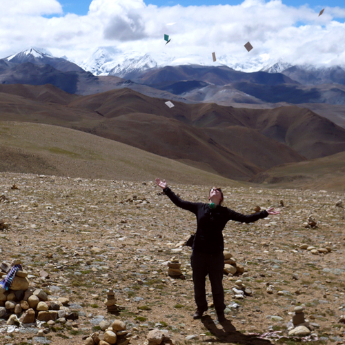 Windhorses (Tibettaanse geluksbrengers) gooien op het Dak Van De Wereld